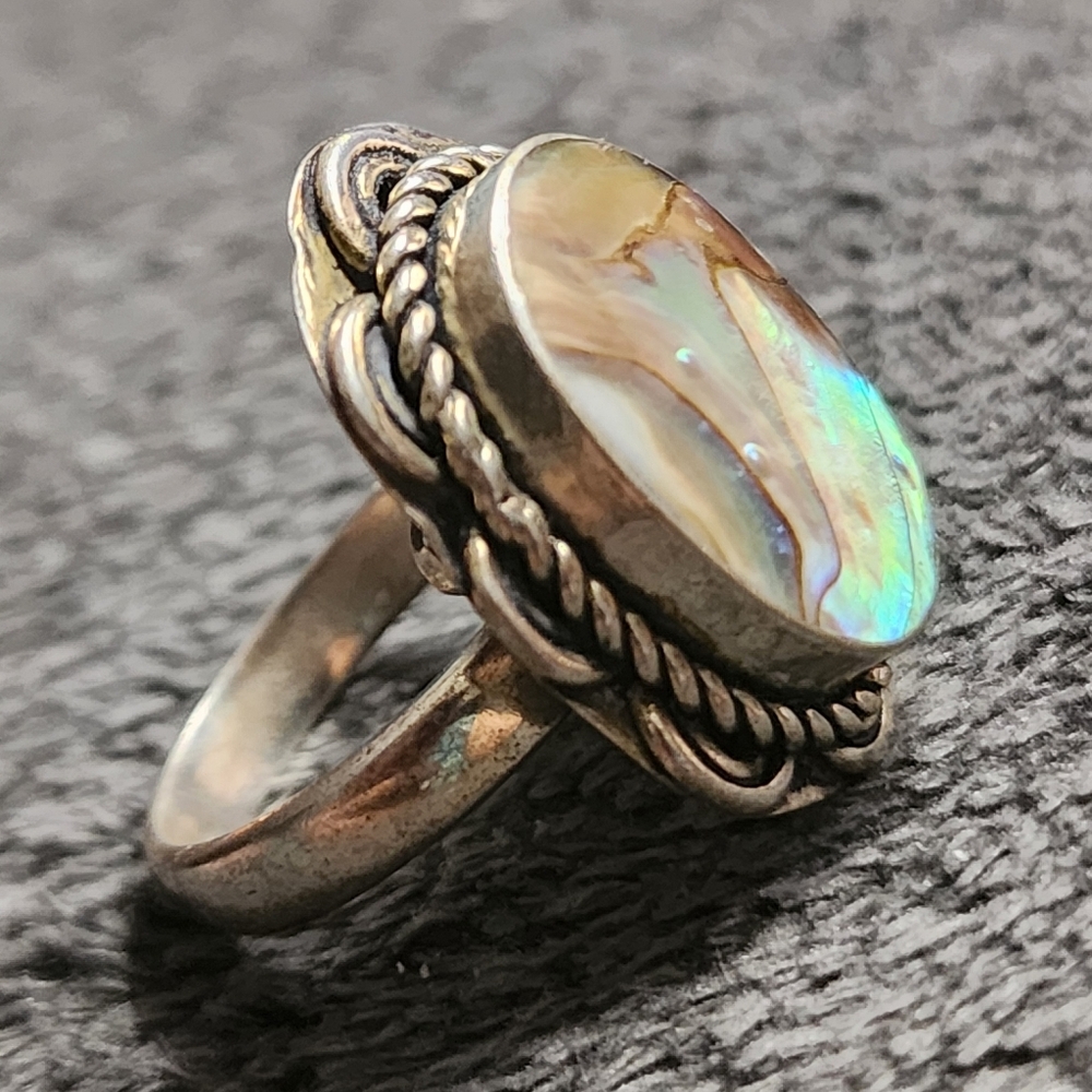 Sterling Silver Abalone Shell Ring - Picture 6 of 8